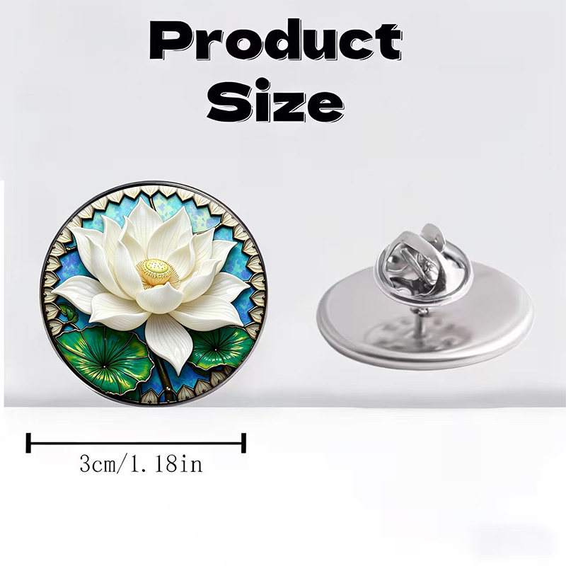 Lotus Stainless Steel Brooch, Unisex Retro Badge